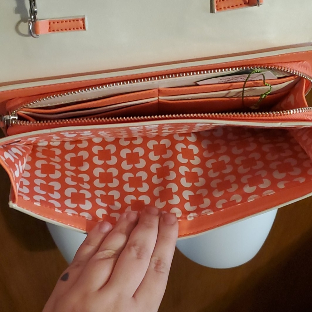 Vera Bradley Flap Clutch - Coral/Off-white - Picture 6 of 8